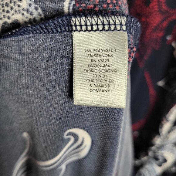 CJ Banks Faux Wrap Dress Blue Floral Women's Large Stretchy Maxi Boho Comfort - Picture 8 of 8